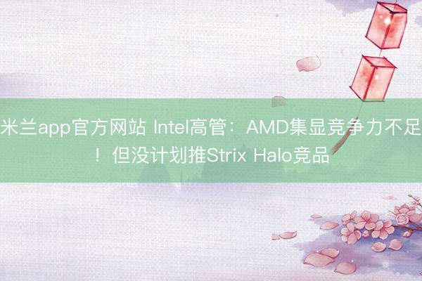 米兰app官方网站 Intel高管：AMD集显竞争力不足！但没计划推Strix Halo竞品