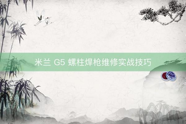米兰 G5 螺柱焊枪维修实战技巧