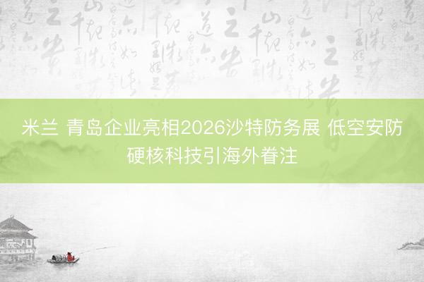 米兰 青岛企业亮相2026沙特防务展 低空安防硬核科技引海外眷注