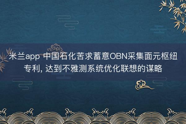 米兰app 中国石化苦求蓄意OBN采集面元枢纽专利， 达到不雅测系统优化联想的谋略