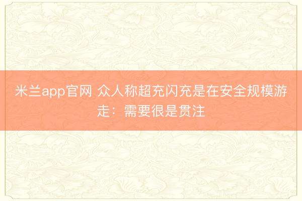 米兰app官网 众人称超充闪充是在安全规模游走：需要很是贯注